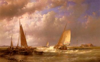 亞伯拉罕 衚尅 二世 Dutch Barges At The Mouth Of An Estuary